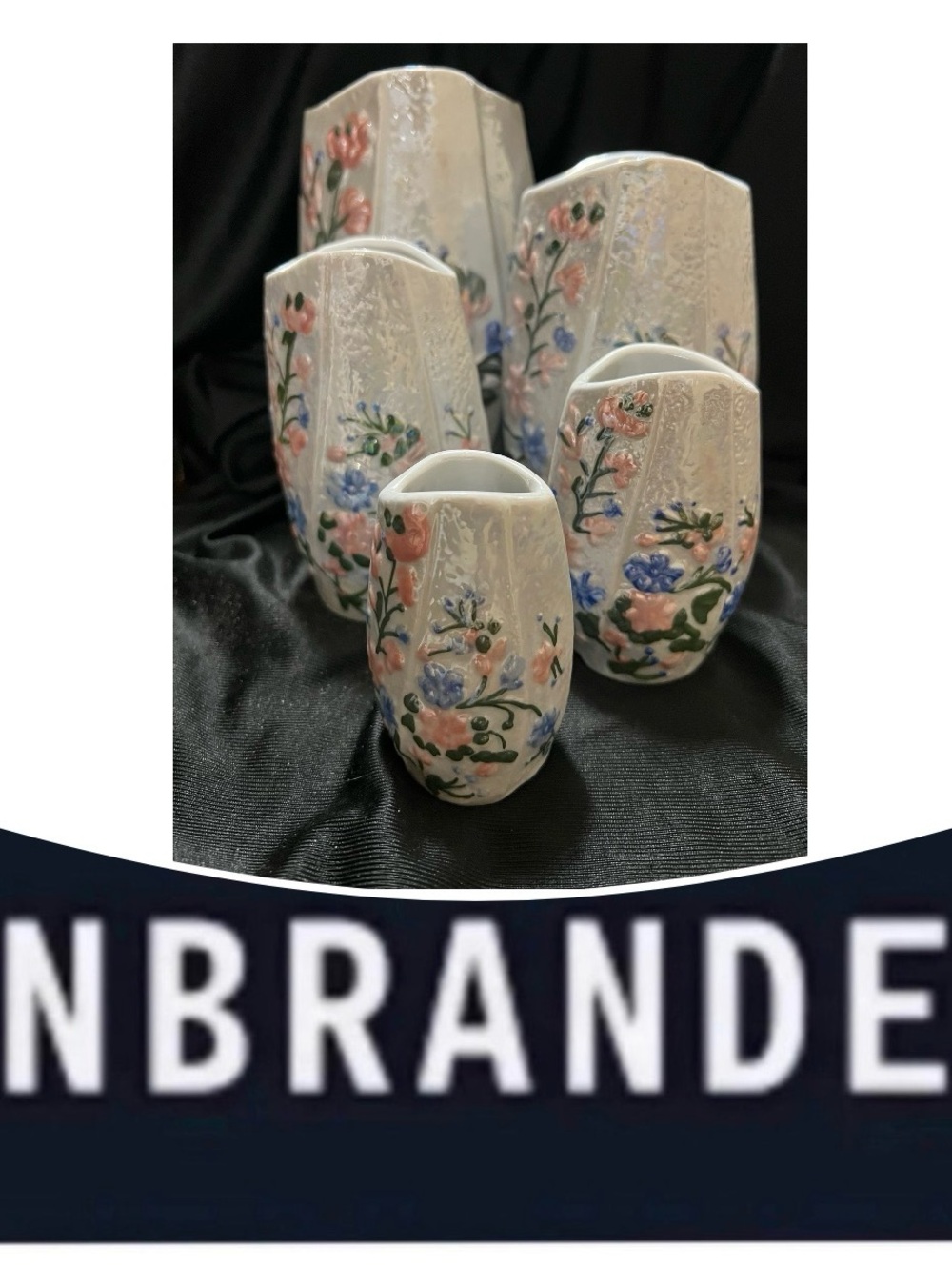 UNBRANDED Floral Iridescent Ceramic Vase Set
